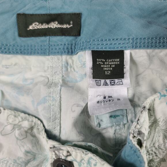 Eddie Bauer Blue Gray Cream Activewear Cargo Hiking 6 Pocket Skirt Size 12 - Picture 3 of 3